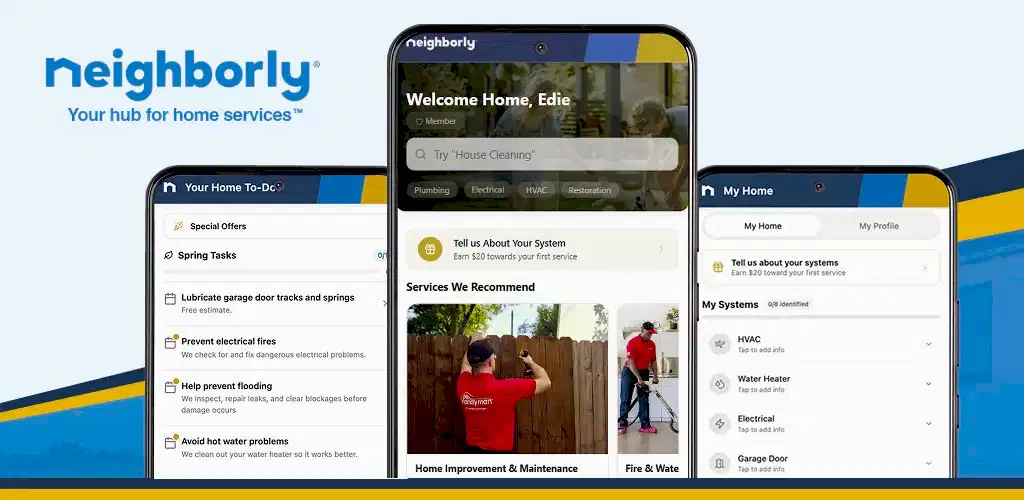 Neighborly app samples on phone.