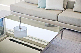 Modern living room, sofa and coffee table.