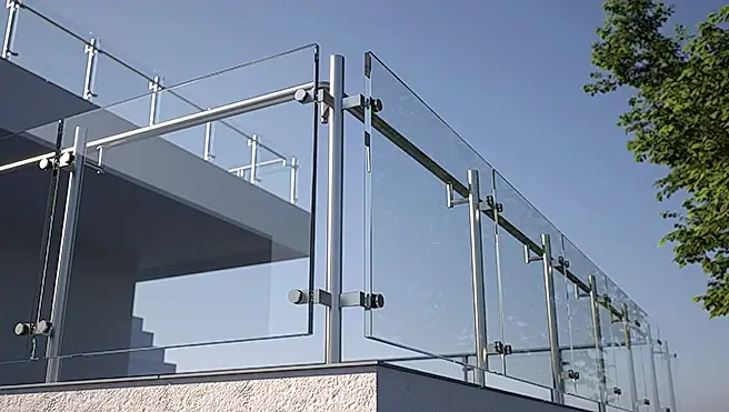 Glass railing.