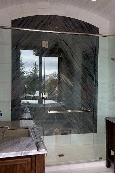 Semi Frameless Swing Door With In Line Side Panel